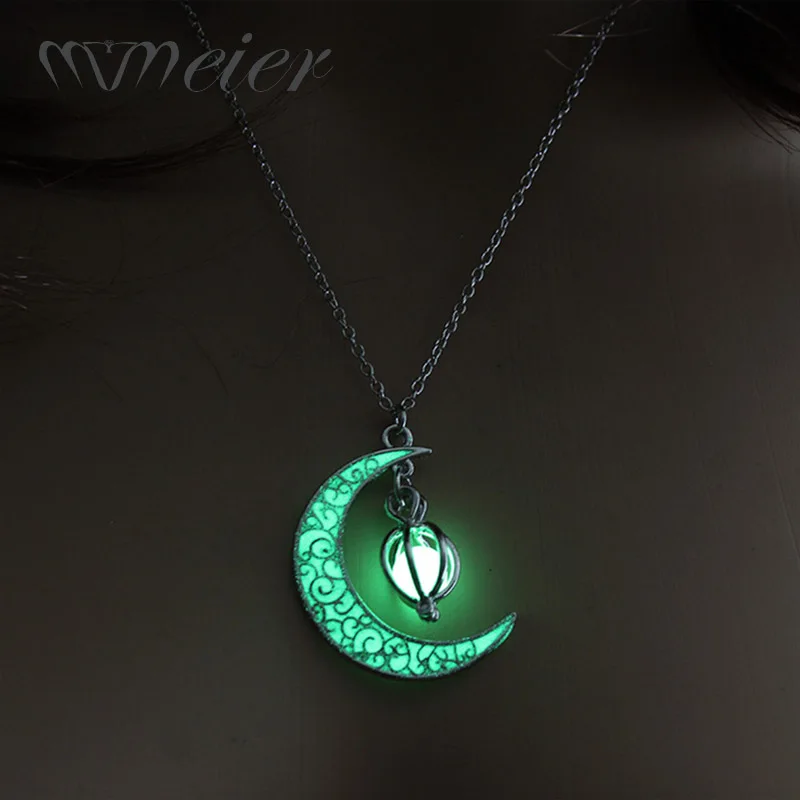 MMEIER Hollow Luminous Moon Pendant Necklace Little pumpkin Halloween Glow In the Dark for Women Jewelry Gift 2019 new | Украшения и
