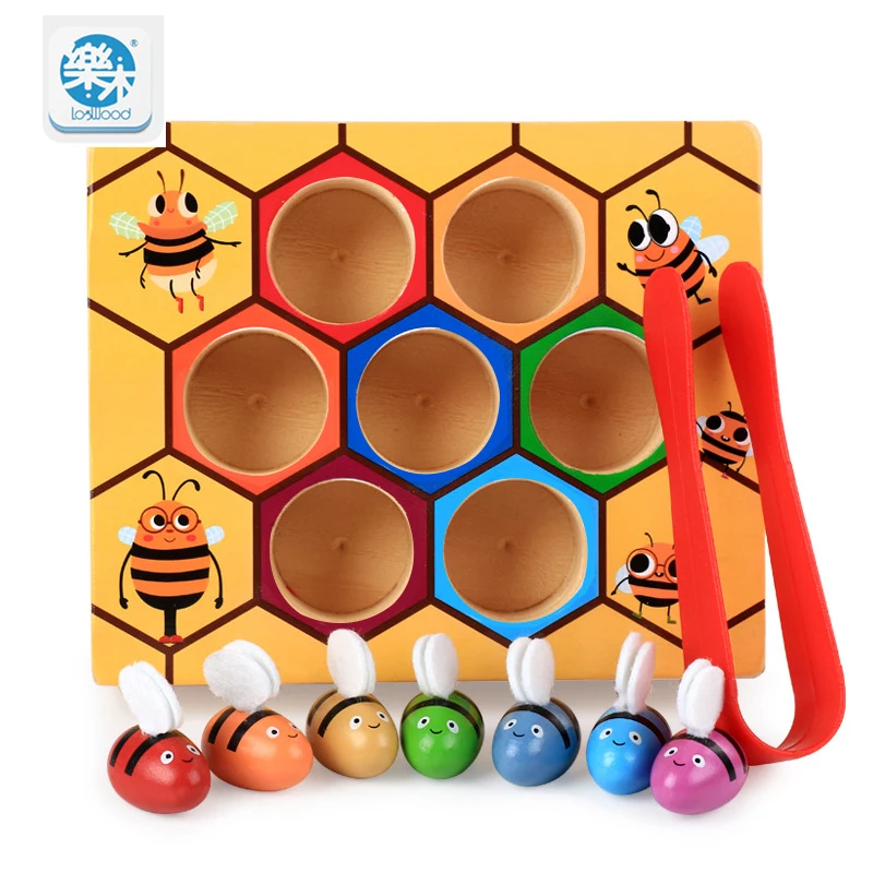 

wooden baby toys Novelty & Gag Toys Beehive game learning Education toy Bee table game Children gifts