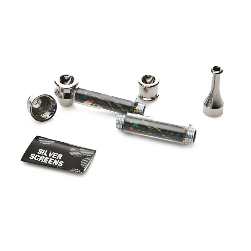 6 шт./лот металлическая труба две секции длинная табачная трубка смешанные цвета