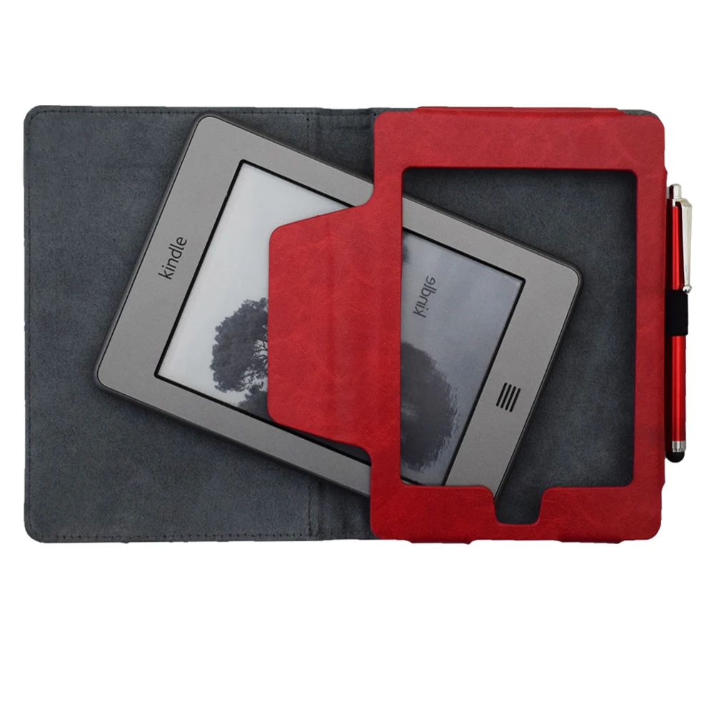 Чехол-книжка из искусственной кожи с откидной крышкой для Amazon kindle touch(2011 2012) Электронная книга kindle Модель: D01200 Защитный Чехол+ пленка+ стилус