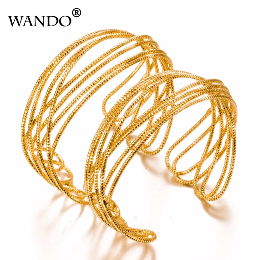 Женский и мужской браслет WANDO модный золотого цвета с цепочкой B18|bangle jewelry|men banglegold