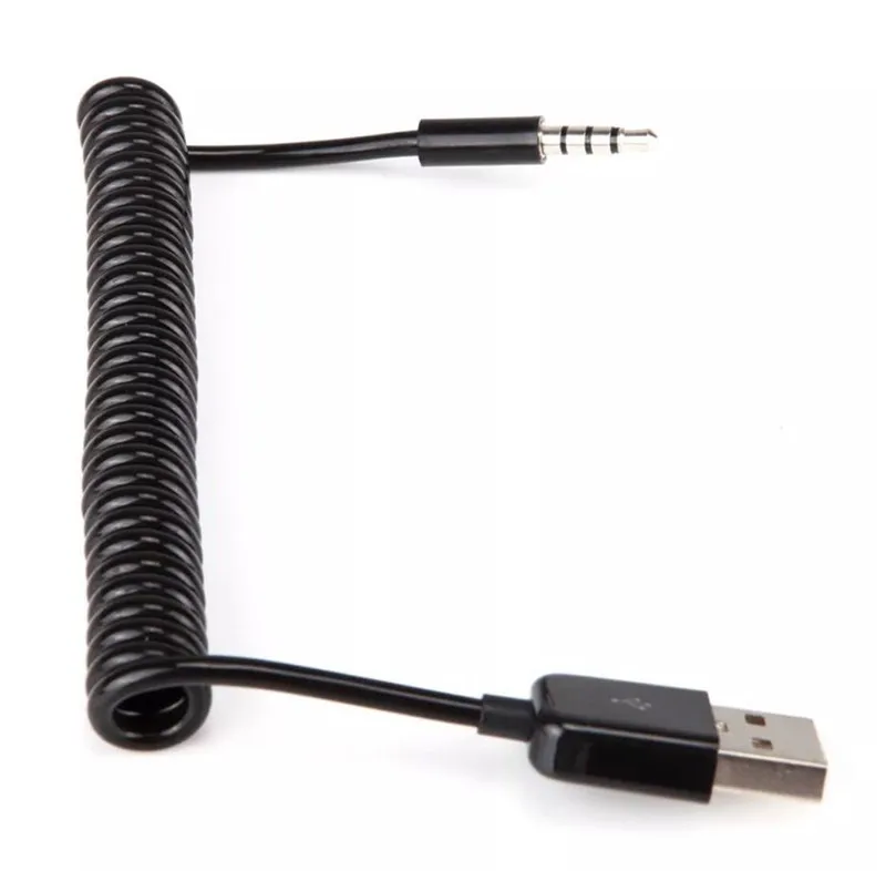 

Spiral Coiled USB A Male to 3.5mm 4 Pole Plug Premium Extension Cable 1M