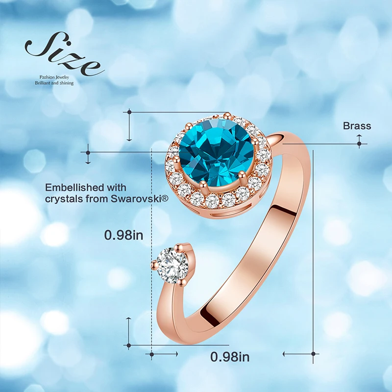 Cdyle кольцо из розового золота, украшенное кристаллом от Swarovski, ювелирные изделия, регулируемый размер, кольца для женщин, подарок на день рождения
