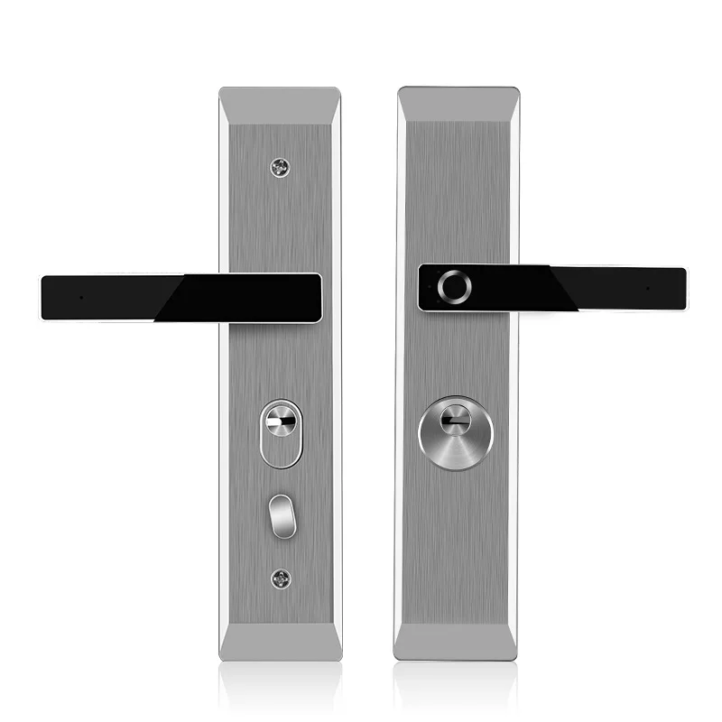 Silver color Простой дизайн из нержавеющей стали, интеллектуальный полупроводниковый замок для отпечатков пальцев, Электрический биометрический дверной замок - Цвет: Silver color