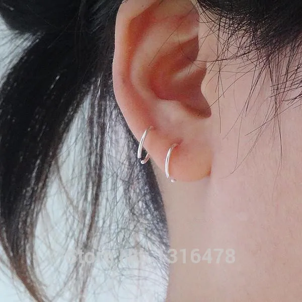 1 pair silver Серьги из стерлингового серебра S925 пробы, креативное кольцо для ушей, клипса для ушей, Милые простые полукруглые серьги для девушек, серебряные ювелирные изделия для ушей - Окраска металла: 1 pair silver