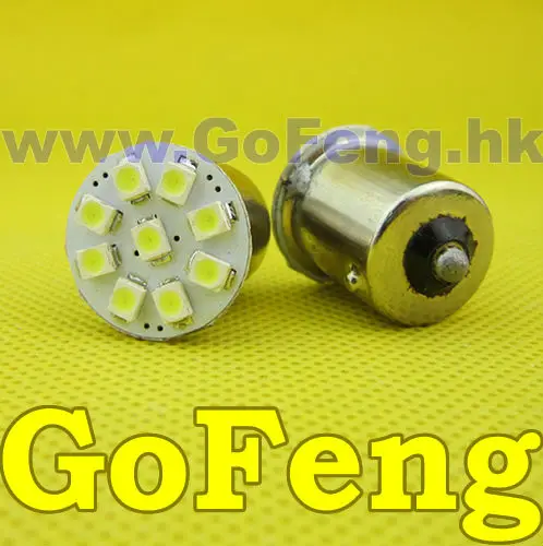 100 шт./лот 12 В 24 в авто Светодиодная лампа S25 9SMD 1156 1157 Bay15d BA15S 9 светодиодов SMD 1210 3528
