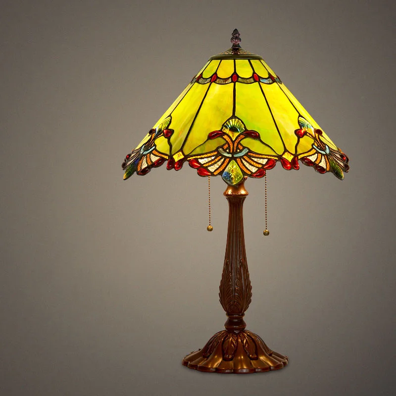 

Home Art Deco Stained Glass Tiffanylamp Bed side Large Vintage Luxury Table Lamps For Bedroom Living Room Office Decoration
