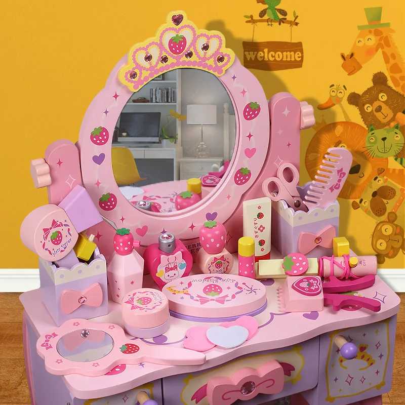 Детские игрушки для девочек, деревянный туалетный столик, 3-9 лет, подарок для девочки, туалетный столик для маленькой девочки, Детские ролевые игры, игрушки
