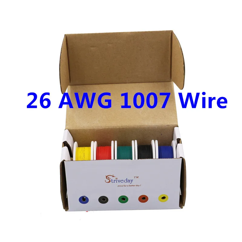 50 м UL 1007 26AWG 5 цветов Смешанная коробка 1 2 посылка Электрический провод Кабельная