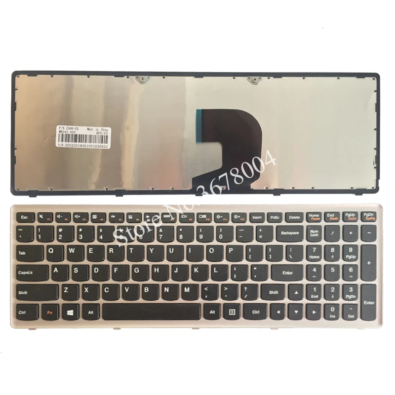 

New US laptop keyboard for Lenovo Ideapad Z500 Z500A Z500 Z500G P500 US keyboard with silver frame No backlight