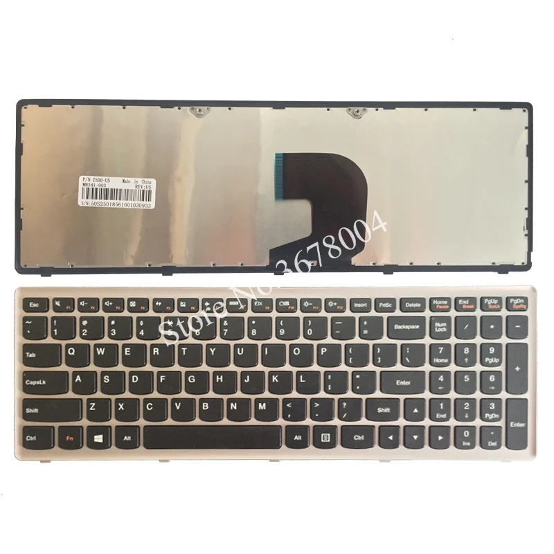 Новая клавиатура US для ноутбука Lenovo Ideapad Z500 Z500A Z500G P500 с серебристой рамкой без