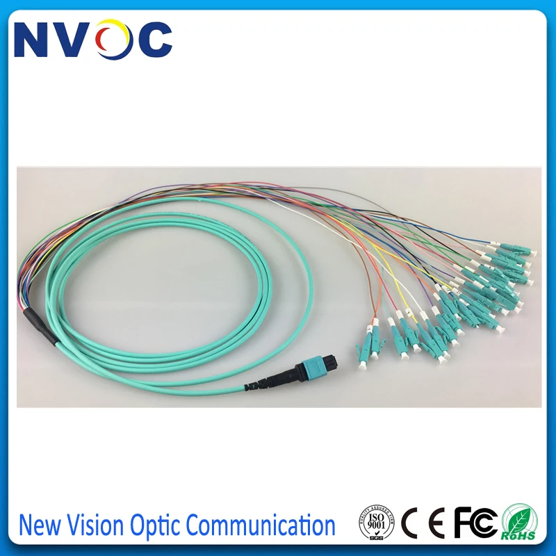 Волоконно оптический кабель MPO (мама) LC/UPC OM4 12 жил для модуля QSFP + SR 0 9 мм цветов LSZH