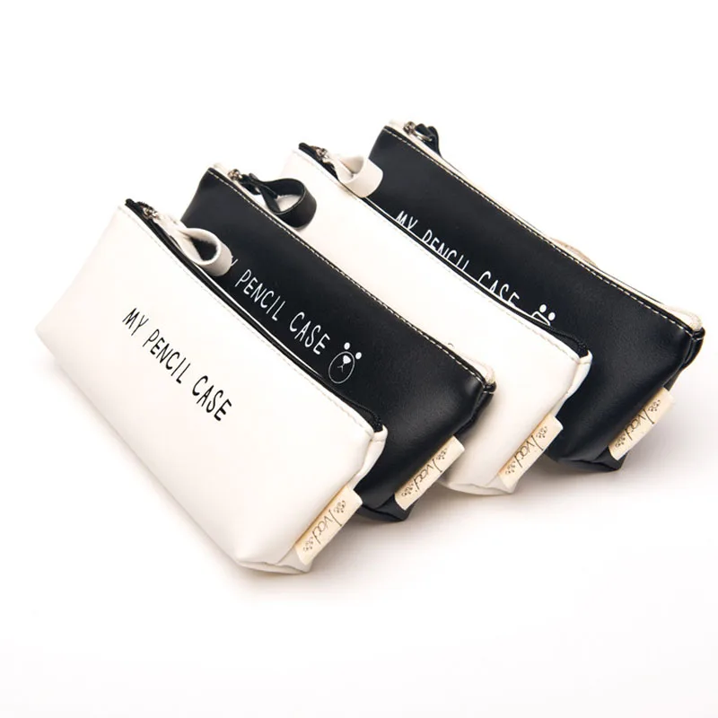 Пенал из ПУ кожи черный и белый цвета|pencil case|my pencil casemy case classical |