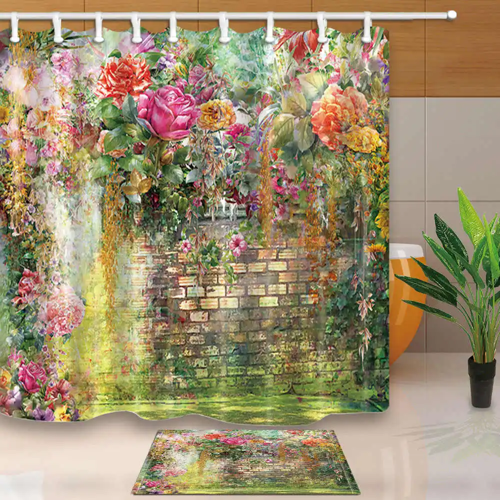 

Painting Shower Curtains Bird Branch Bathroom Curtains Home Decor Waterproof and Mildew Proof Polyester With 12 Plastic Hooks