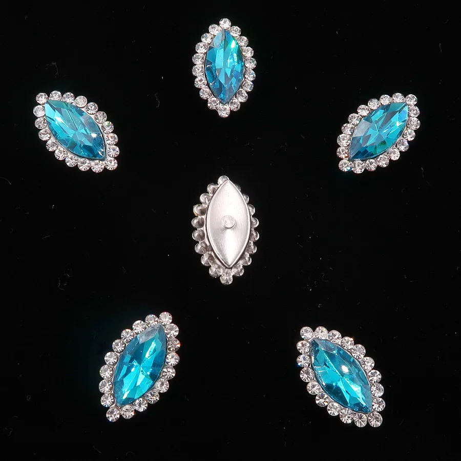 A5 Blue zircon 4*8 мм 7*15 мм стеклянный кристалл со стразами в серебряном когтях настройки маркиза огранка маркиза пришить на свадьбное платье со стразами diy - Цвет: A5 Blue zircon