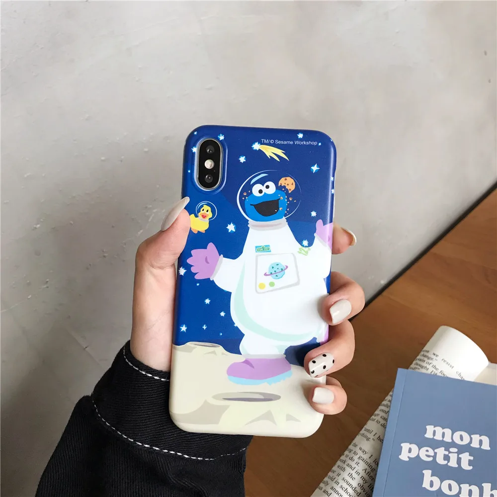 Marchcover for iPhone X XS XR MAX 8 7 6s plus Cute Cartoons outer space Sesame Street Elmo Case Soft TPU Matte cover Funda |