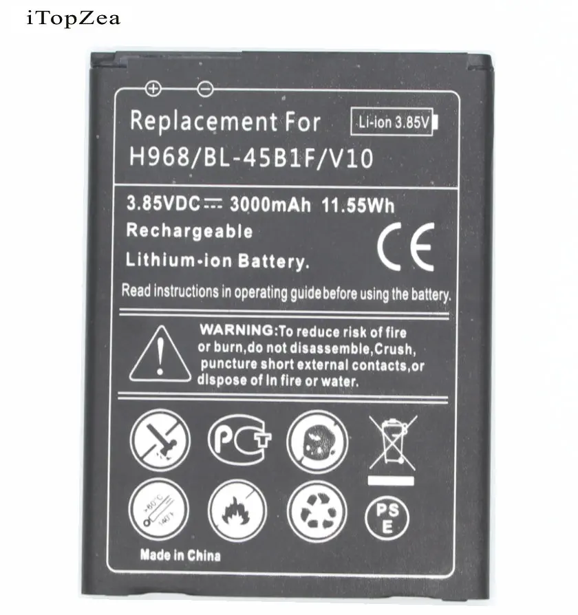 ITopZea 20x3000mAh BL 45B1F Сменный аккумулятор для LG V10 H968 H961N H900 H901 VS990 F600 F600L F600S F600K Bateria