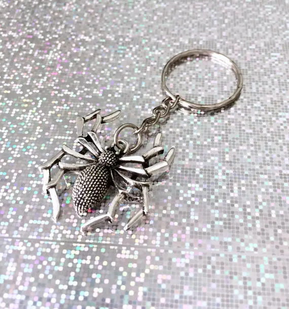 Большой Тарантул готический Черная Вдова паук Хэллоуин Kechain брелок модный