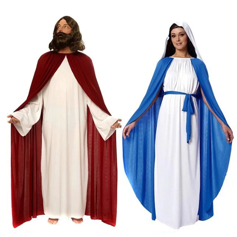 

Women Nun Costume Virgin Mary Religious Sister Halloween Dress / Adult Men Jesus Costume