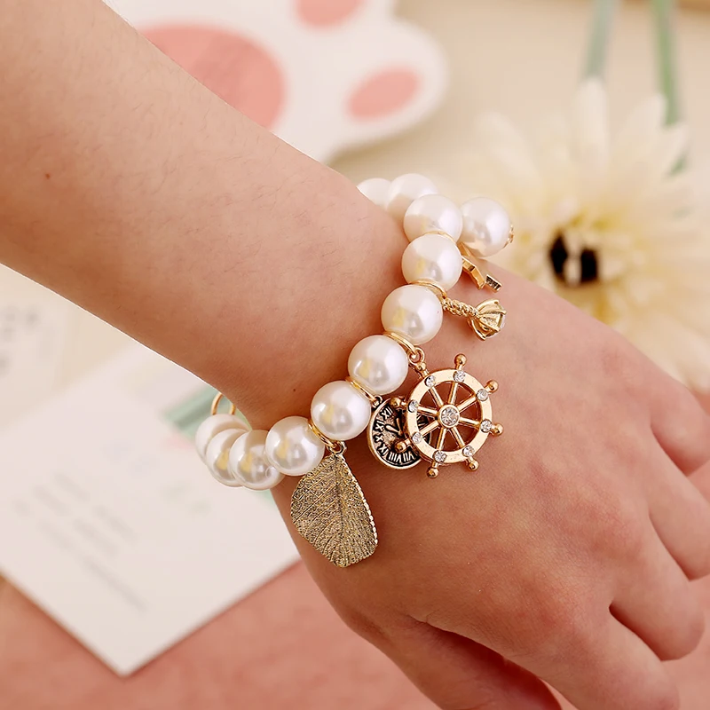 Якорь часы с листом звезда Шарм Браслеты Европейская мода ювелирные изделия