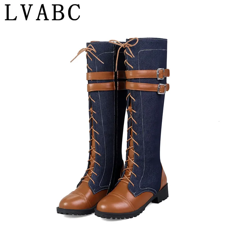 

2018 Новое поступление; Женские сапоги до колена; Высококачественные джинсовые сапоги на низком каблуке; Сапоги с круглым носком на молнии; Се...