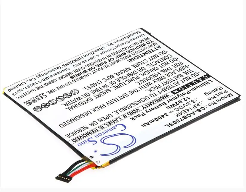 Аккумулятор Cameron Sino 3400mAh для ACER Iconia One 7 B1-750 AP14E4K (1ICP4/86/94) KT00104001 | Электроника