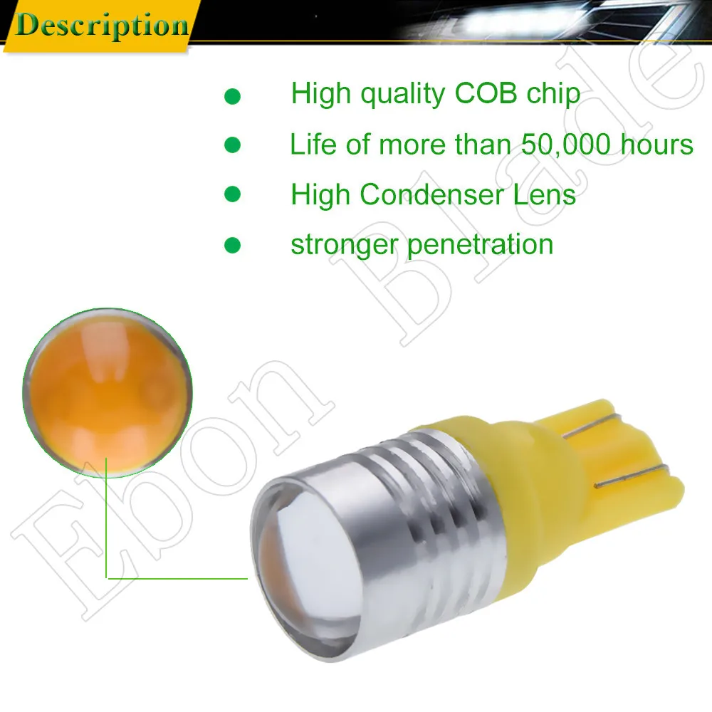 2X T10 194 168 W5W 5W5 LED Bulb COB 3W Car Interior Light Coche Voiture Auto Accessories White Yellow Amber Red Lamp Styling 12V |
