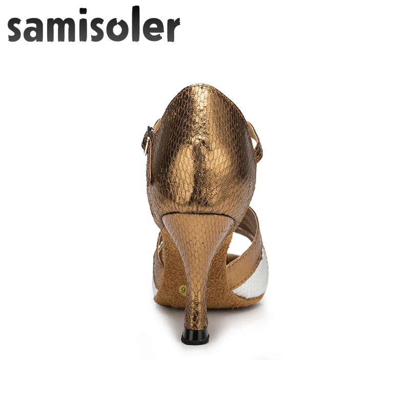 Samisoler New Cloth Collocation Shine Ribbons Ballroom Fashion Dance Women Latin Dance Shoes Competition Shoes