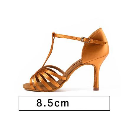Deep pen heel 85mm Высококачественная танцевальная обувь; женская обувь с мягкой подошвой; BD 217; профессиональная спортивная обувь для бальных танцев; женская сатиновая обувь для латинских танцев; износостойкая подошва - Цвет: Deep pen heel 85mm