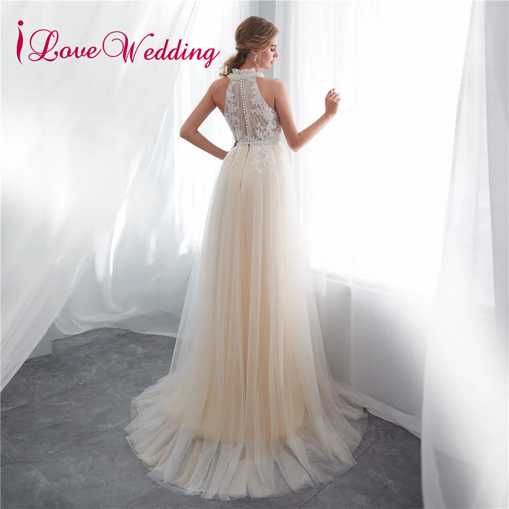 Vestido De Novia 2020 трапециевидной формы с лямкой на шее приглашения свадьбу фатиновой