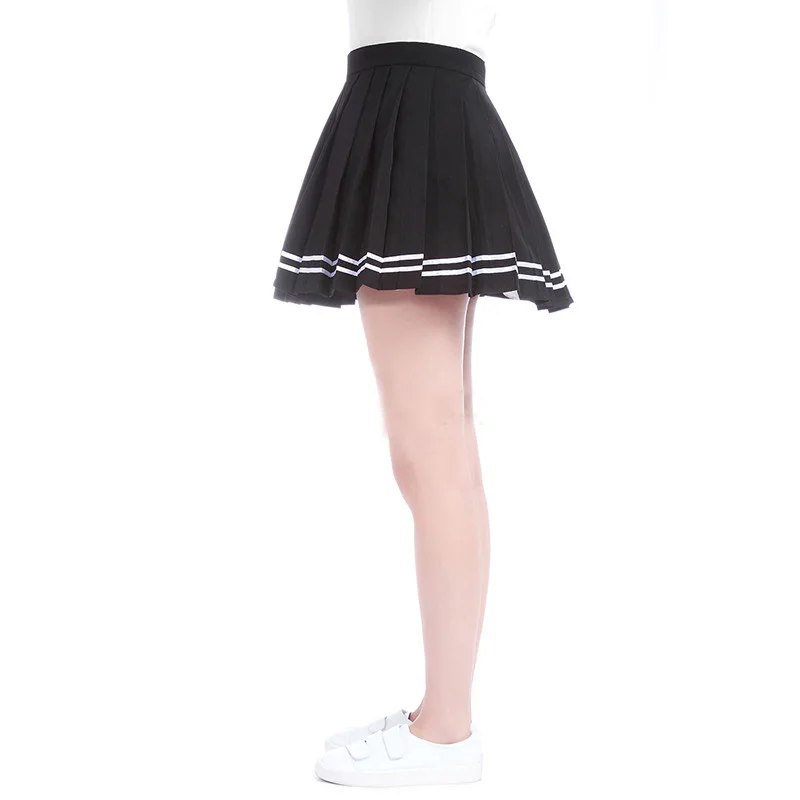 Черная плиссированная юбка ROLECOS для девочек с высокой талией японская школьная