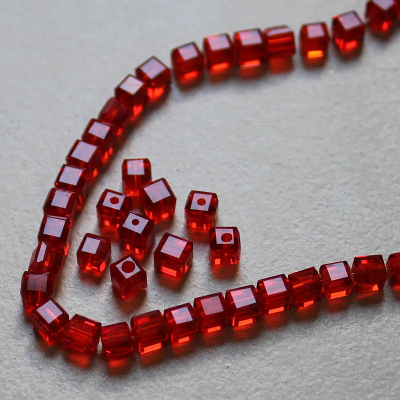 

StreBelle 100pcs 4mm Fashion Spacer Cube Faceted Crystal Bead Charms AAA Glass Square Beads For Jewelry Making Beaded