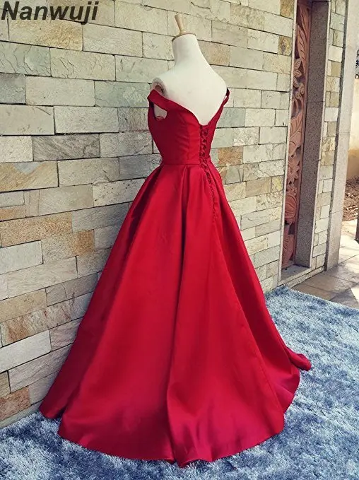 

Real Photo Sweetheart Aline Off-shoulder Satin Evening Dress Luxury Prom Dresses Formal Gowns In stock