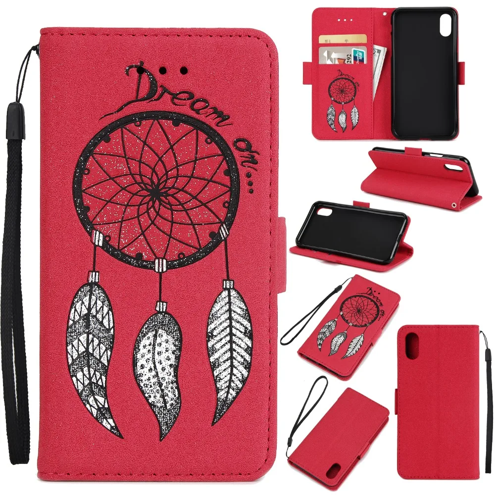 Glitter PU Leather Flip Case For iPhone X XR 6S 7 8 Plus Wind Chime Feather Pattern XS Max Kickstand Wallet Slot | Мобильные
