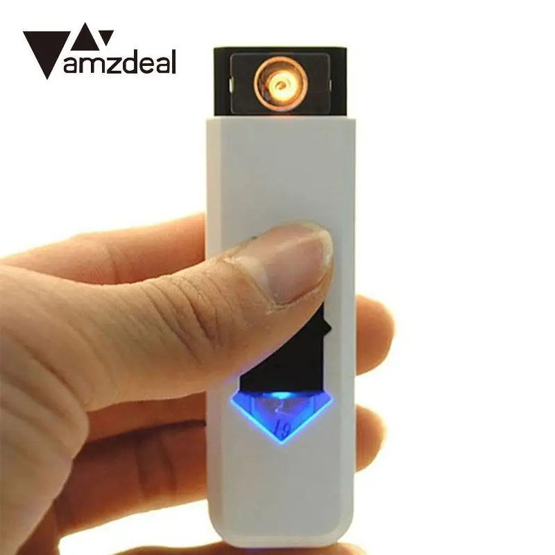 AMZDEAL перезаряжаемая USB Электронная сигарета табачная сигарета USB Зажигалка Беспламенное ветрозащитное без газа/топлива USB гаджеты