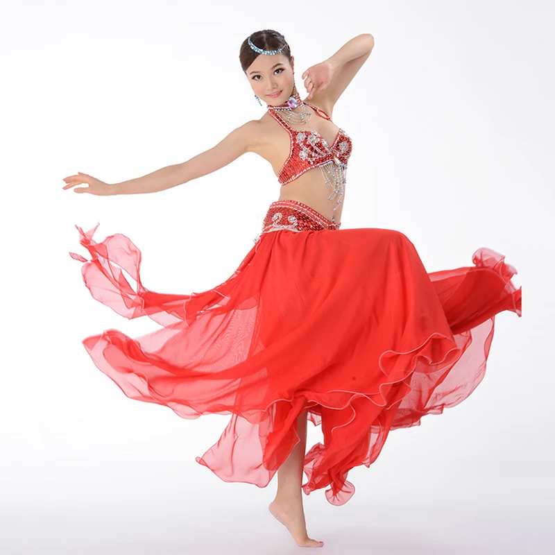 Женский костюм для танца живота выступлений из ткани с бисером бюстгальтером