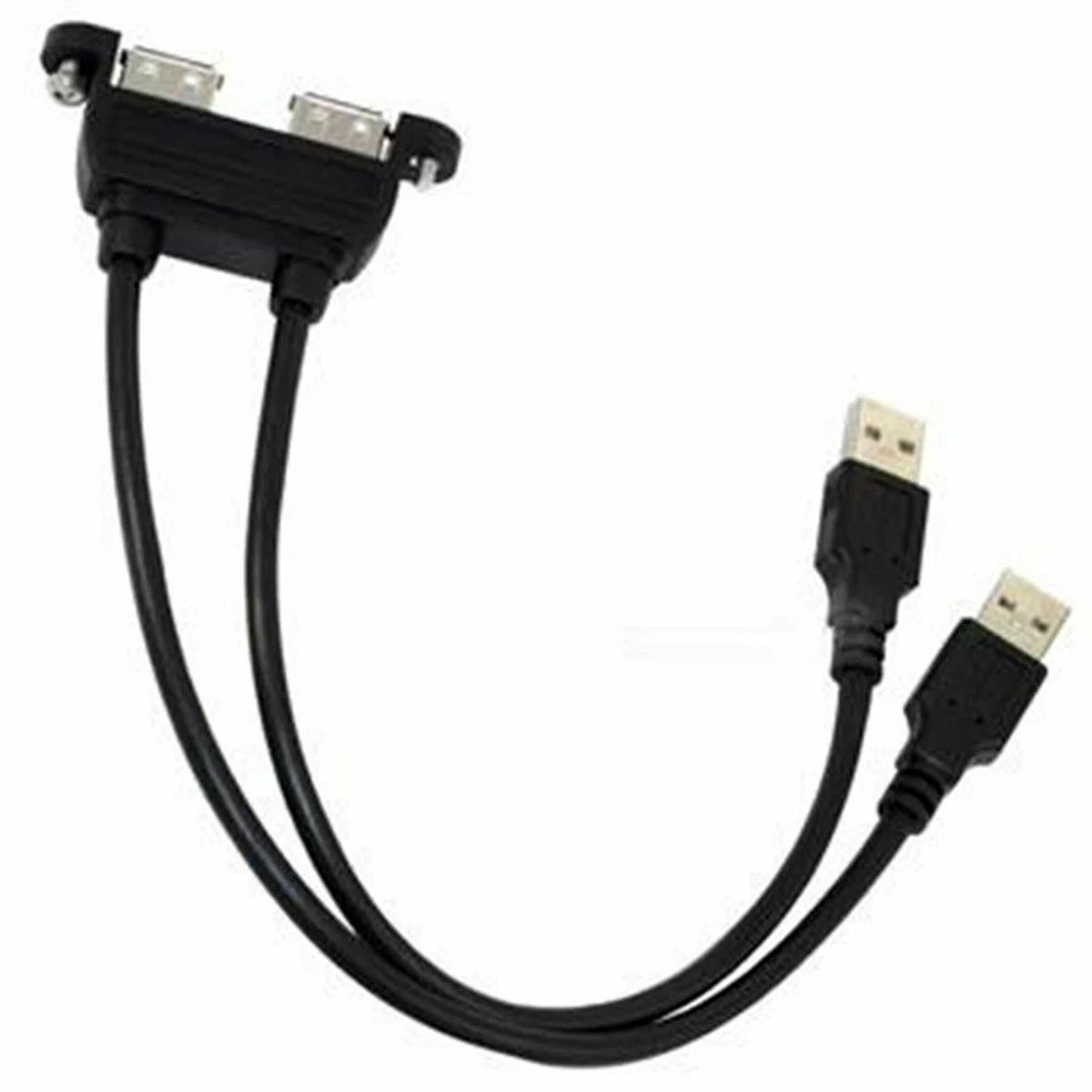 50 см USB 2 0 Удлинительный кабель Male-2 Female с винтовой панелью Mount Foil + Плетеный