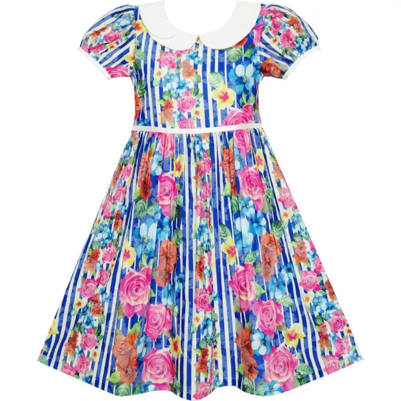 

Sunny Fashion платья для девочек новогодние костюмы Отложной воротник В полоску Цветущий Роза Цветок 2020 Лето Принцесса Свадьба Вечеринка Платья ...