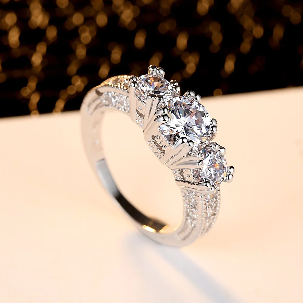 Fashion jewelry ring Four claws of zircon snow accessories Valentine's day gifts. | Rings