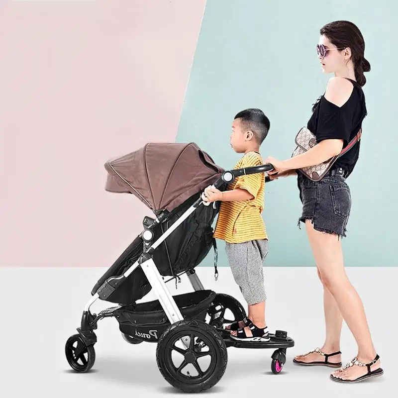 fashion children stroller pedal adapter second child auxiliary trailer twins scooter hitchhiker kids standing plate with seat free global shipping