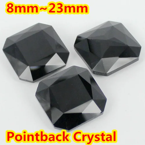

Black Color Square Shape Crystal Fancy Stone Point Back Glass Stone For DIY Jewelry Accessory.8mm 10mm 12mm 14mm 18mm 23mm