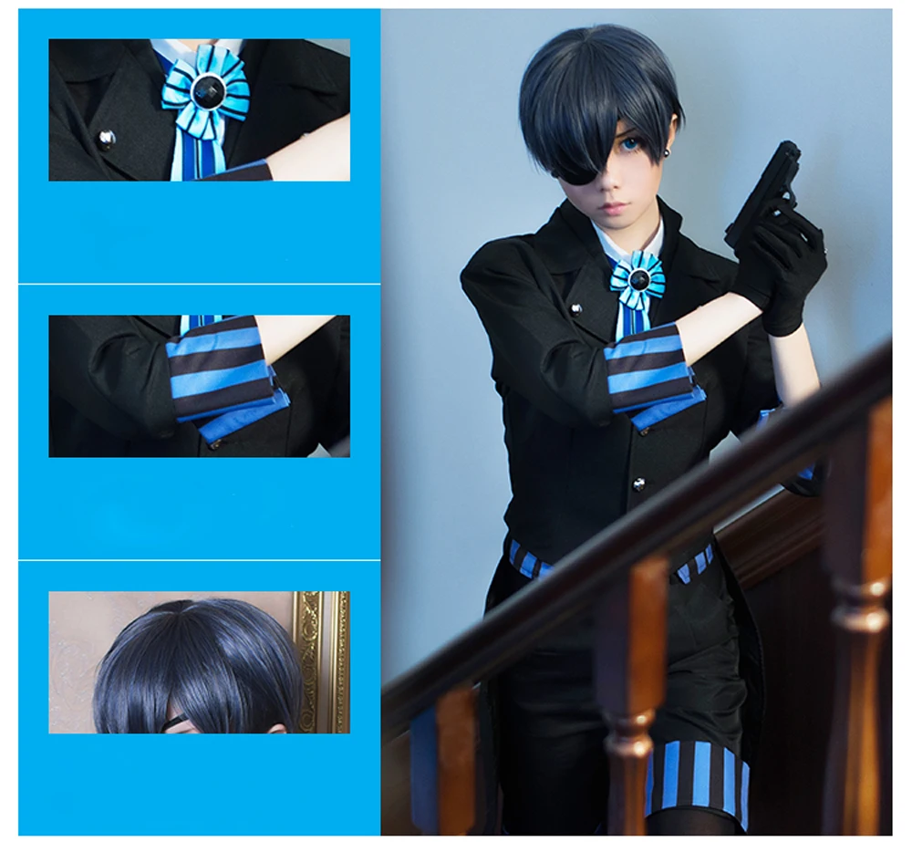 VEVEFHUANG Ciel Phantomhive Cos Япония Одежда карнавальный костюм Косплэй Хэллоуин мужские и женские сапоги для косплея Темный Дворецкий Косплей Kuroshitsuji Cos