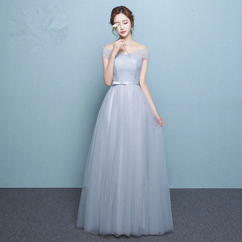 Платье подружки невесты длинное светло серое платье без рукавов для выпускного