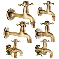 free shipping antique brass finish bathroom wall mounted faucet long washing machine water tap garden mop pool use