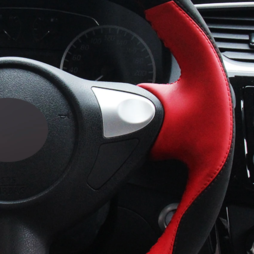 Car Steering Wheel Cover Black Suede Red Genuine leather for Infiniti FX FX35 FX37 FX50 Nissan Juke Maxima 2009-2014 Sentra | Автомобили и