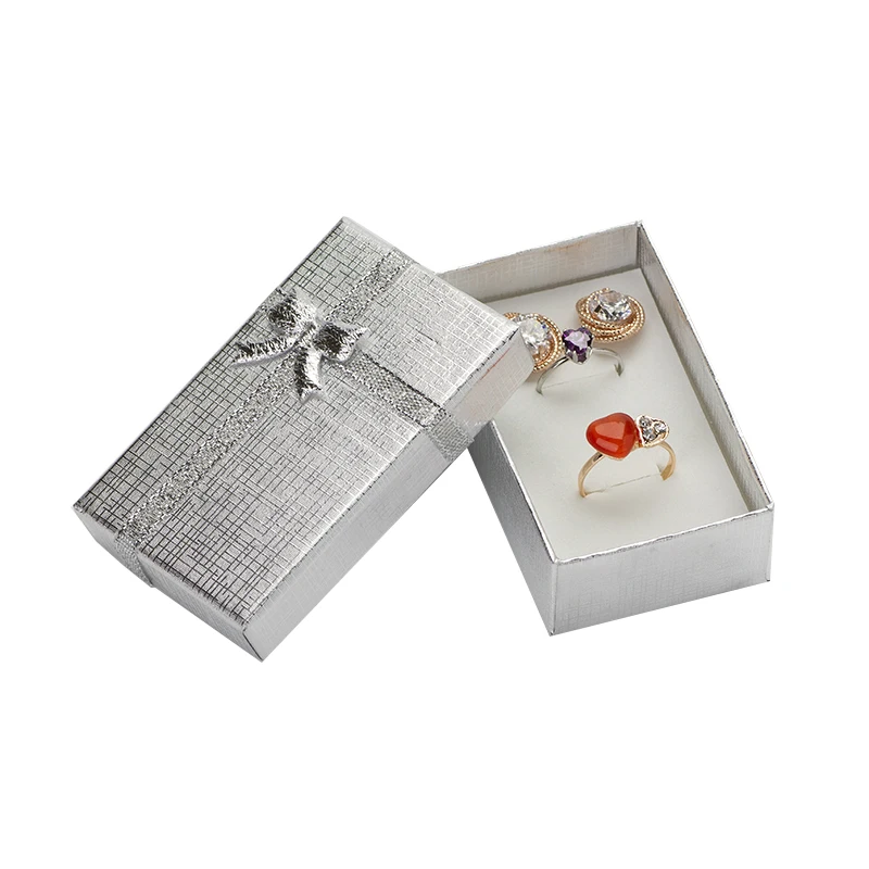 32 шт картонные коробки для ювелирных изделий 1,9 ''x 3,1'' серебряные подарочные коробки для подвески ожерелье серьги кольцо коробка упаковка с белой губкой