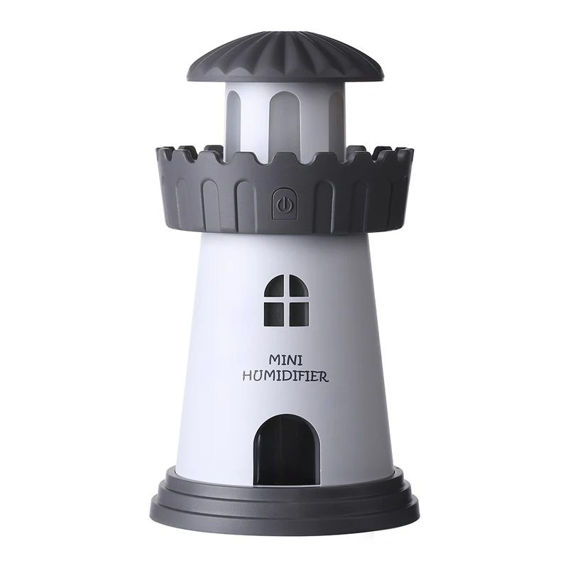 150 мл лампа увлажнитель воздуха Lighthouse USB Led воздушный диффузор очиститель распылитель башня эфирное масло диффузор для дома difusor de aroma - Цвет: Gray