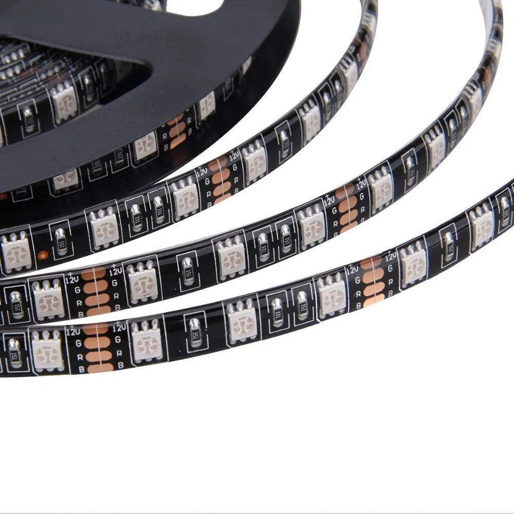 5050 Светодиодная лента DC12V 60Led/M черная печатная плата 5 м/рулон 300 светодиодов