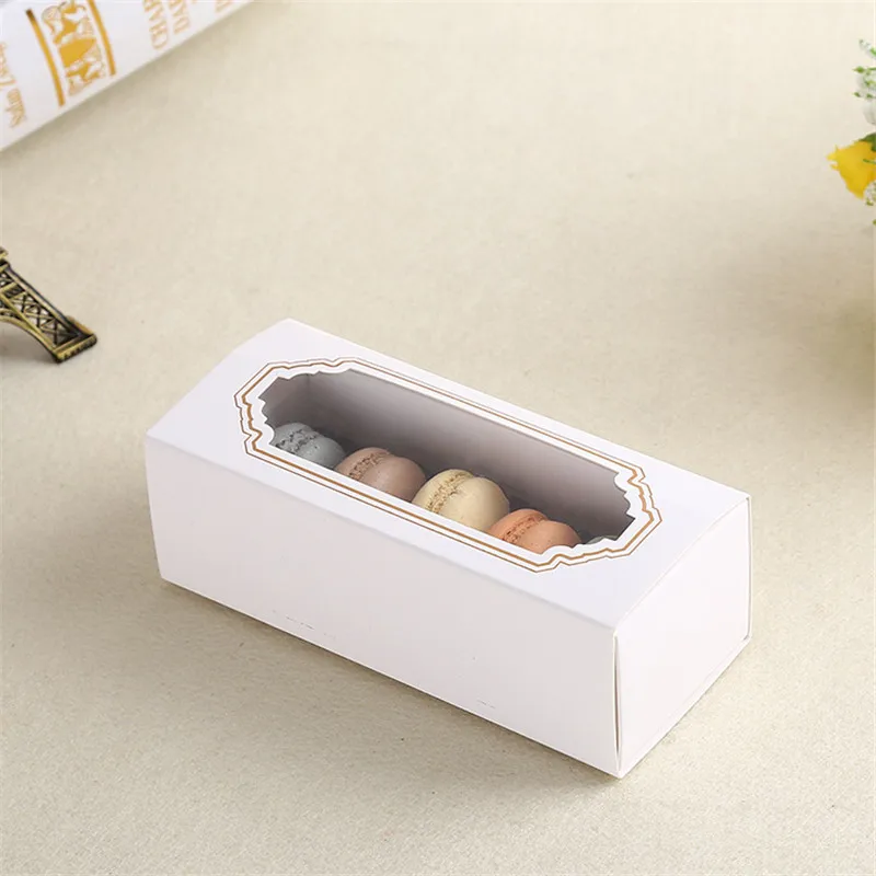 Quevina400pcs/лот Милые простые белые открытые окна десертные макароны коробка коробки
