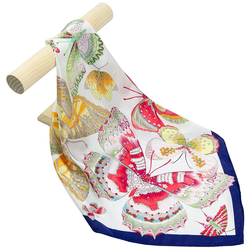 

Natural Silk Scarf Women Bandana Female Butterfly Hair Scarf for Women Top Silk Headband Fashion Women's Square Silk Neck Scarf